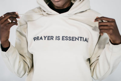 "Prayer Is Essential" Tan Hoodie (Charcoal )